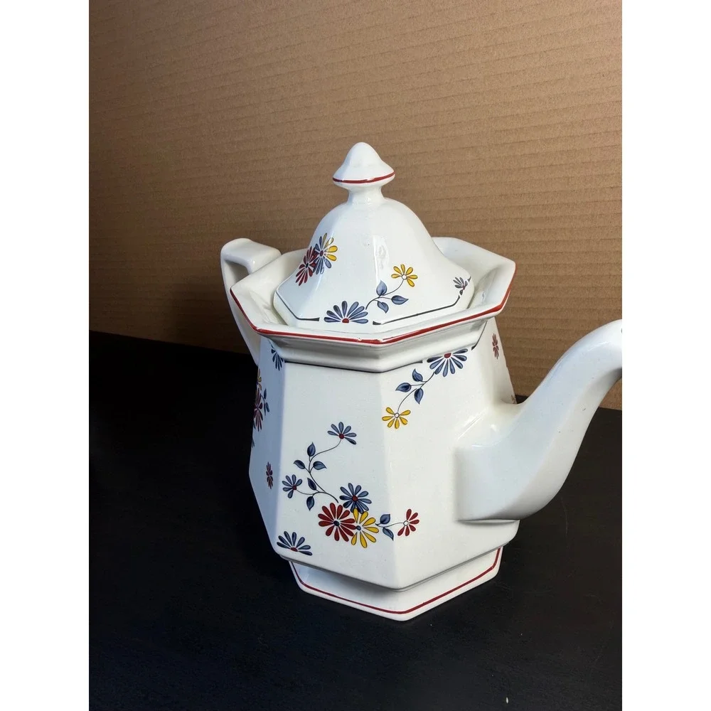 Adams Real English Ironstone Vermont Teapot Floral Octagonal Made in England